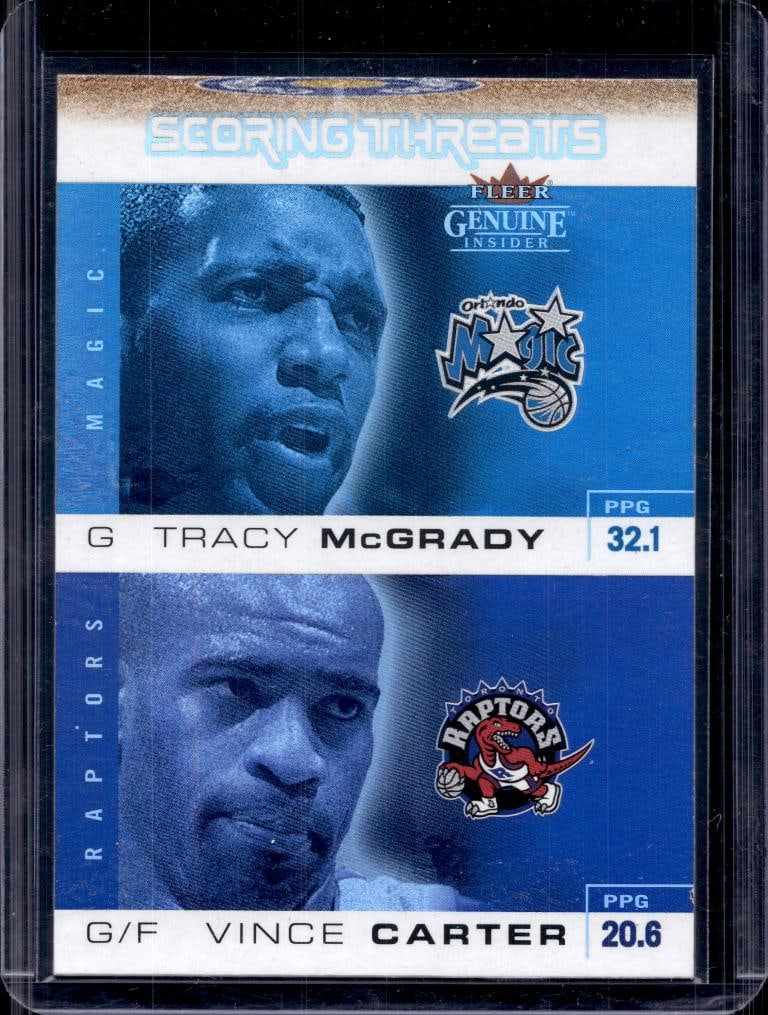 VINCE CARTER TRACY MCGRADY 2003-04 FLEER GENUINE SCORING THREATS INSERT: NEAR MINT OR BETTER CONDITION
