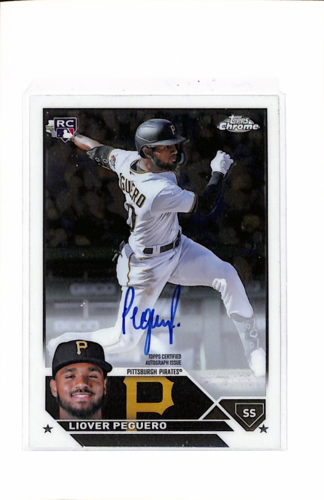 LIOVER PEGUERO 2023 TOPPS CHROME AUTOGRAPH ROOKIE CARD: NEAR MINT OR BETTER CONDITION