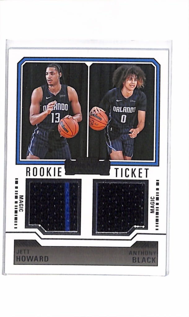 JETT HOWARD ANTHONY BLACK 2023-24 PANINI CONTENDERS DUAL JERSEY ROOKIE CARD: NEAR MINT OR BETTER CONDITION