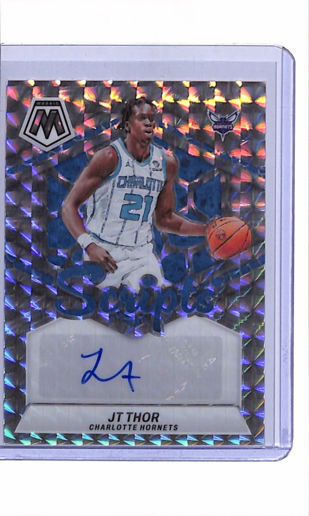 JT THOR 2023-24 PANINI MOSAIC SILVER PRIZM AUTOGRAPH ROOKIE CARD: NEAR MINT OR BETTER CONDITION