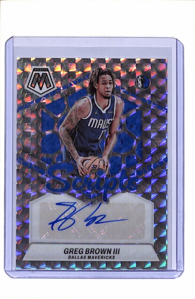 GREG BROWN III 2023-24 PANINI MOSAIC SILVER PRIZM AUTOGRAPH ROOKIE CARD: NEAR MINT OR BETTER CONDITION