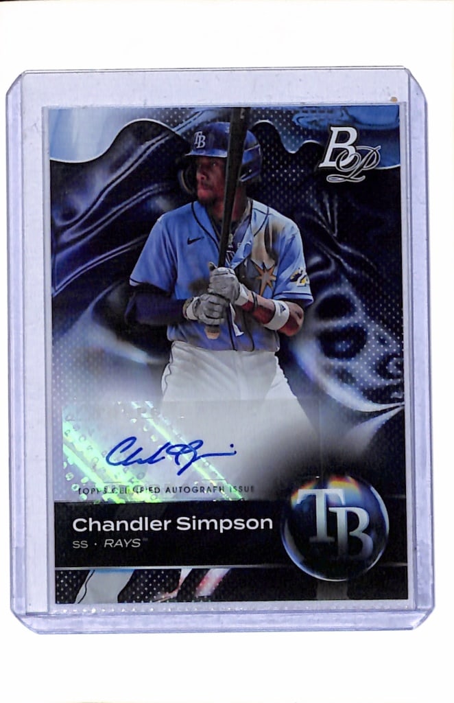 CHANDLER SIMPSON 2023 BOWMAN PLATINUM AUTOGRAPH ROOKIE CARD: NEAR MINT OR BETTER CONDITION