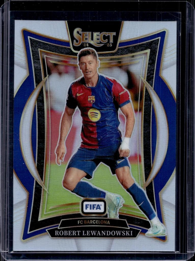 ROBERT LEWANDOWSKI 2024-25 PANINI SELECT FIFA TERRACE SILVER PRIZM: NEAR MINT OR BETTER CONDITION
