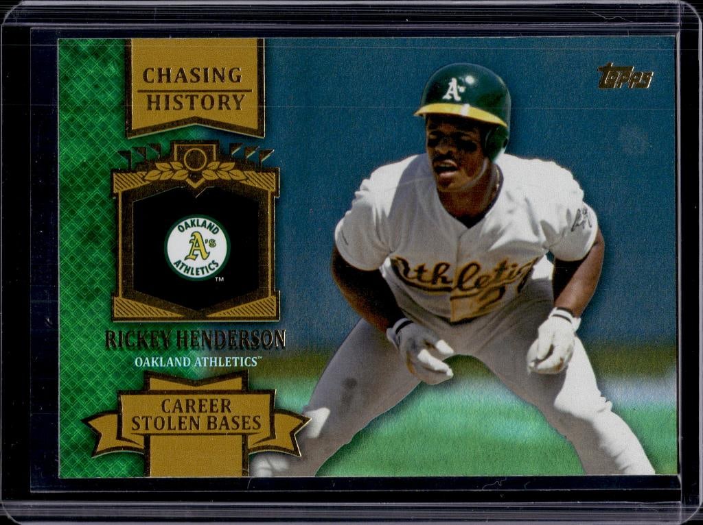RICKEY HENDERSON 2013 TOPPS CHASING HISTORY GOLD RAINBOW FOIL: NEAR MINT OR BETTER CONDITION