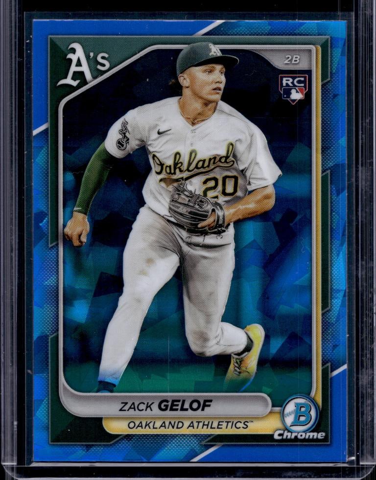 ZACK GELOF 2024 BOWMAN CHROME SAPPHIRE REFRACTOR ROOKIE CARD: NEAR MINT OR BETTER CONDITION