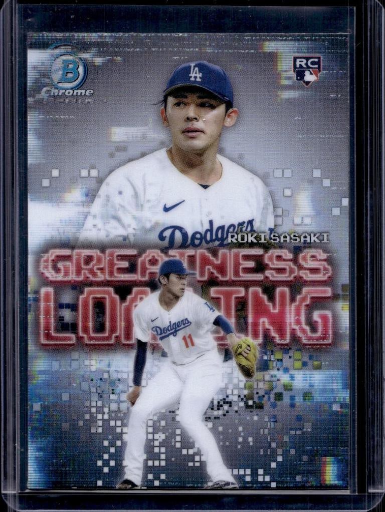 ROKI SASAKI 2025 BOWMAN CHROME GREATNESS LOADING REFRACTOR ROOKIE: NEAR MINT OR BETTER CONDITION