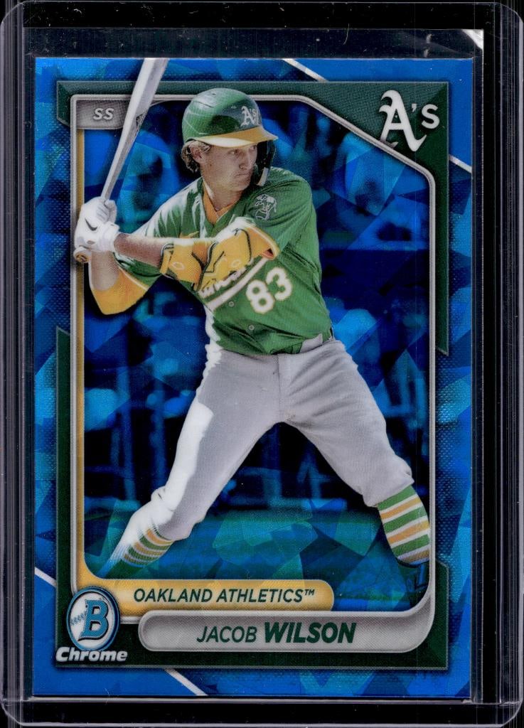 JACOB WILSON 2024 BOWMAN CHROME SAPPHIRE REFRACTOR ROOKIE CARD: NEAR MINT OR BETTER CONDITION