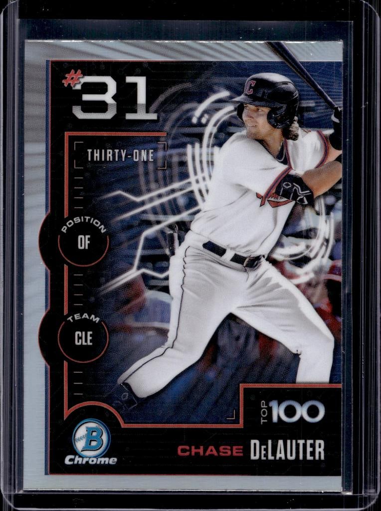 CHASE DELAUTER 2025 BOWMAN CHROME TOP 100 REFRACTOR ROOKIE: NEAR MINT OR BETTER CONDITION
