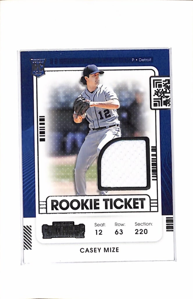 CASEY MIZE 2021 PANINI CONTENDERS JERSEY ROOKIE CARD: NEAR MINT OR BETTER CONDITION