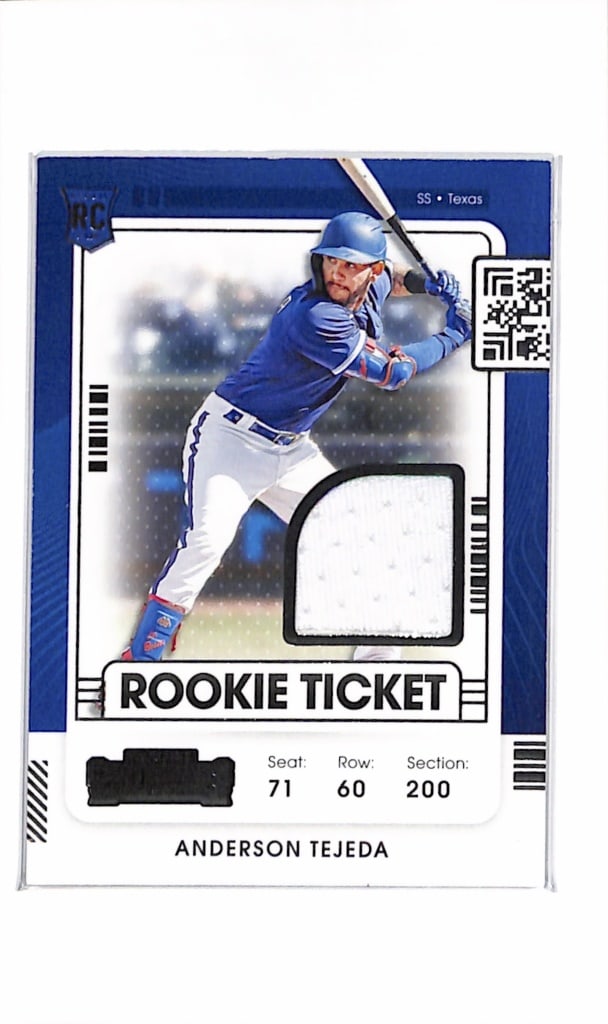 ANDERSON TEJEDA 2021 PANINI CONTENDERS JERSEY ROOKIE CARD: NEAR MINT OR BETTER CONDITION