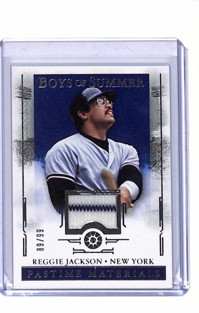 REGGIE JACKSON 2025 PANINI BOYS OF SUMMER GAME USED JERSEY CARD: 89/99. NEAR MINT OR BETTER CONDITION