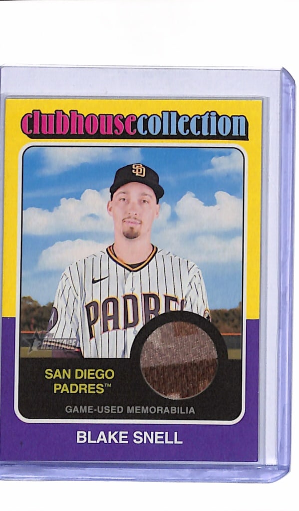 BLAKE SNELL 2024 TOPPS HERITAGE GAME USED JERSEY CARD: NEAR MINT OR BETTER CONDITION
