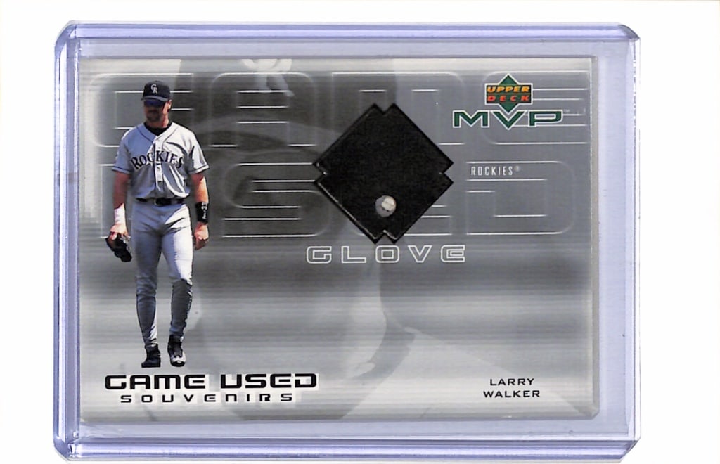 LARRY WALKER 2000 UPPER DECK MVP GAME USED GLOVE CARD: NEAR MINT OR BETTER CONDITION