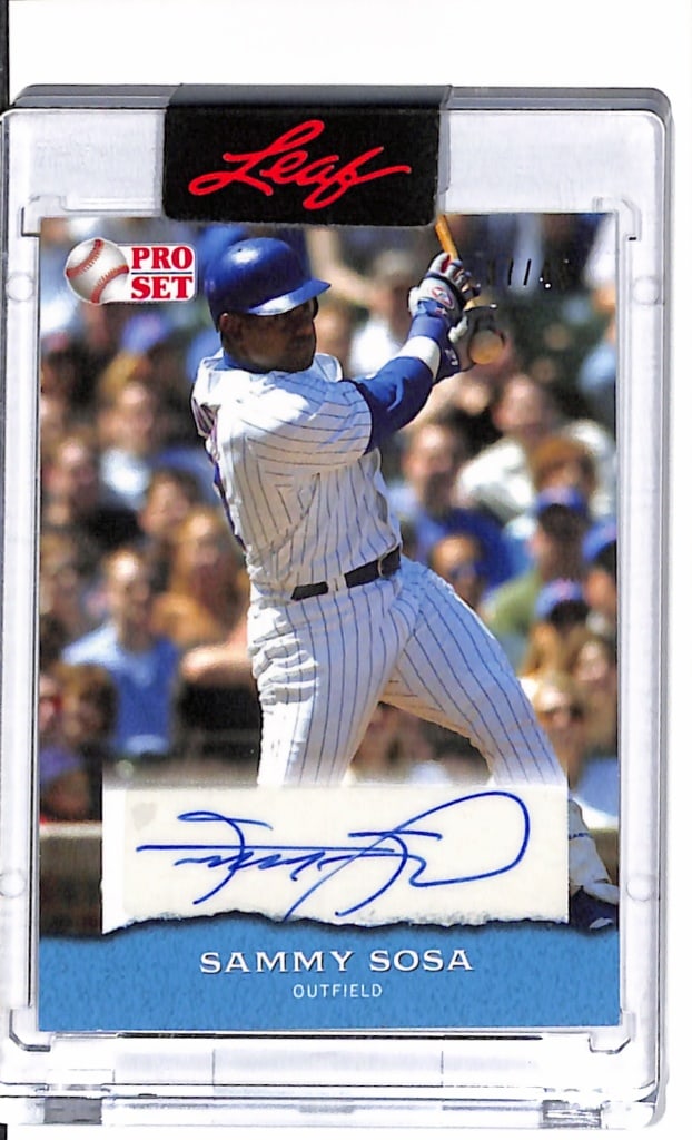 SAMMY SOSA 2022 LEAF PRO SET AUTOGRAPH CARD: 37/45. NEAR MINT OR BETTER CONDITION