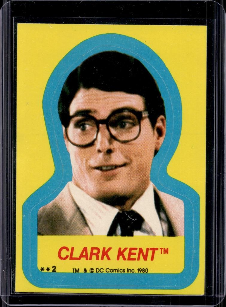 CLARK KENT (CHRISTOPHER REEVE) 1980 TOPPS SUPERMAN II STICKER: NEAR MINT OR BETTER CONDITION
