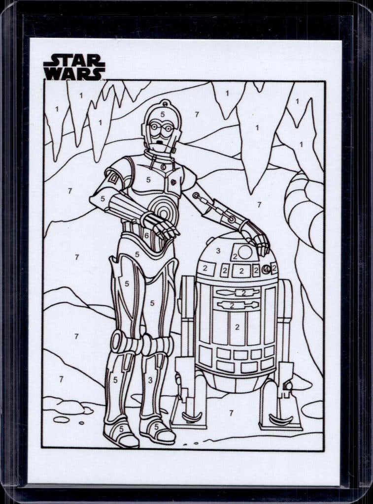 C-3PO AND R2-D2 2025 TOPPS CHROME STAR WARS COLOR BY NUMBER INSERT: NEAR MINT OR BETTER CONDITION