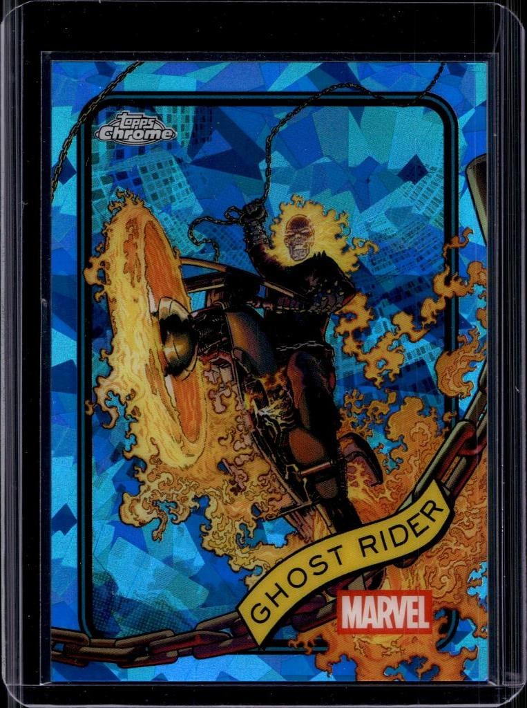 GHOST RIDER 2025 TOPPS CHROME MARVEL SAPPHIRE REFRACTOR: NEAR MINT OR BETTER CONDITION