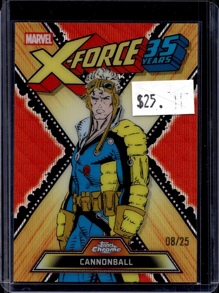 CANNONBALL 2026 TOPPS CHROME MARVEL X-MEN X-FORCE 35TH ORANGE REFRACTOR SP: 8/25. NEAR MINT OR BETTER CONDITION