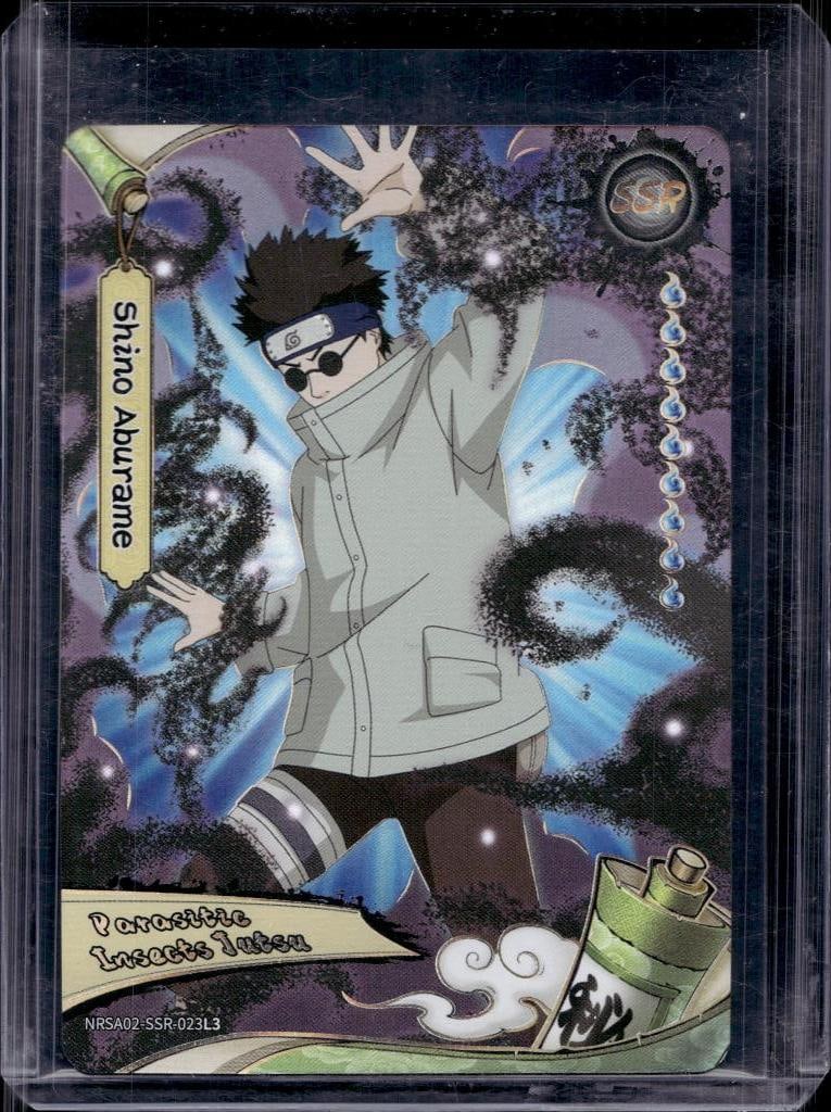 SHINO ABURAME KAYOU NARUTO JIN CHAPTER 2 SERIES SUPER SECRET RARE: NEAR MINT OR BETTER CONDITION