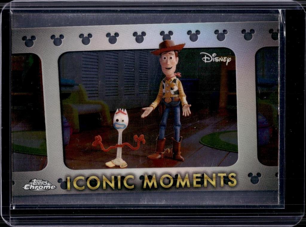 WOODY AND FORKY 2025 TOPPS CHROME DISNEY ICONIC MOMENTS INSERT: NEAR MINT OR BETTER CONDITION