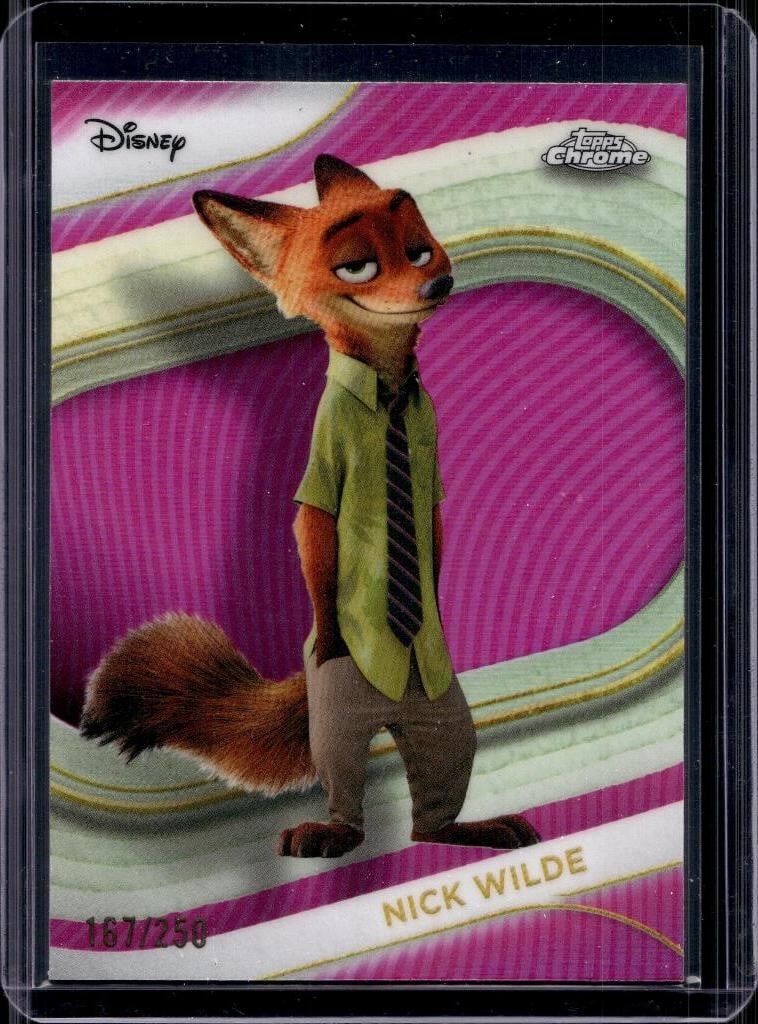 NICK WILDE 2025 TOPPS CHROME DISNEY PINK REFRACTOR: 167/250. NEAR MINT OR BETTER CONDITION