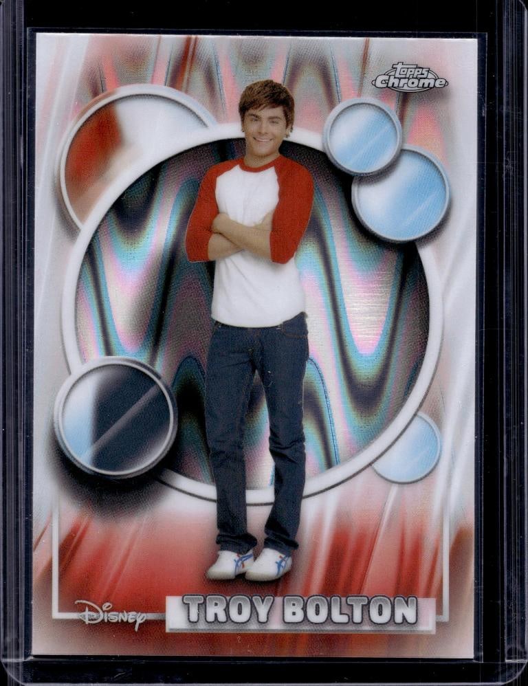 TROY BOLTON (ZAC EFRON) 2026 TOPPS CHROME DISNEY RAYWAVE REFRACTOR: NEAR MINT OR BETTER CONDITION