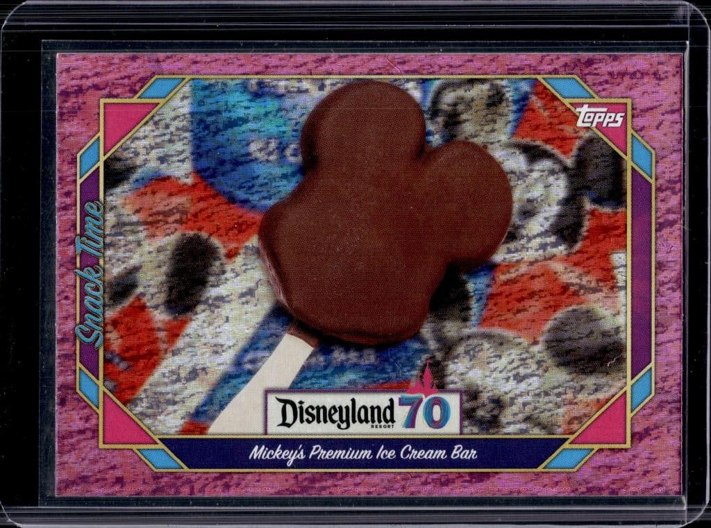 MICKLEY ICE CREAM BAR 2025 TOPPS DISNEYLAND 70TH PINK MINI DIAMOND FOIL: NEAR MINT OR BETTER CONDITION
