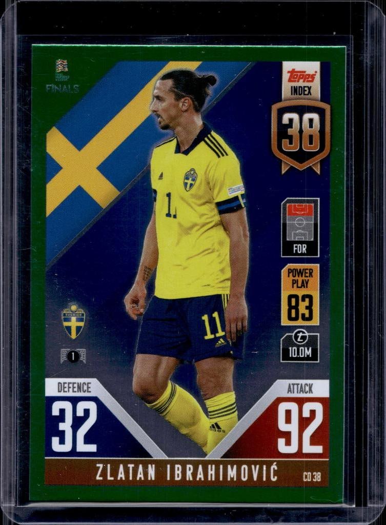 ZLATAN IBRAHIMOVIC TOPPS MATCH ATTAX FIFA FINALS GREEN FOIL: NEAR MINT OR BETTER CONDITION