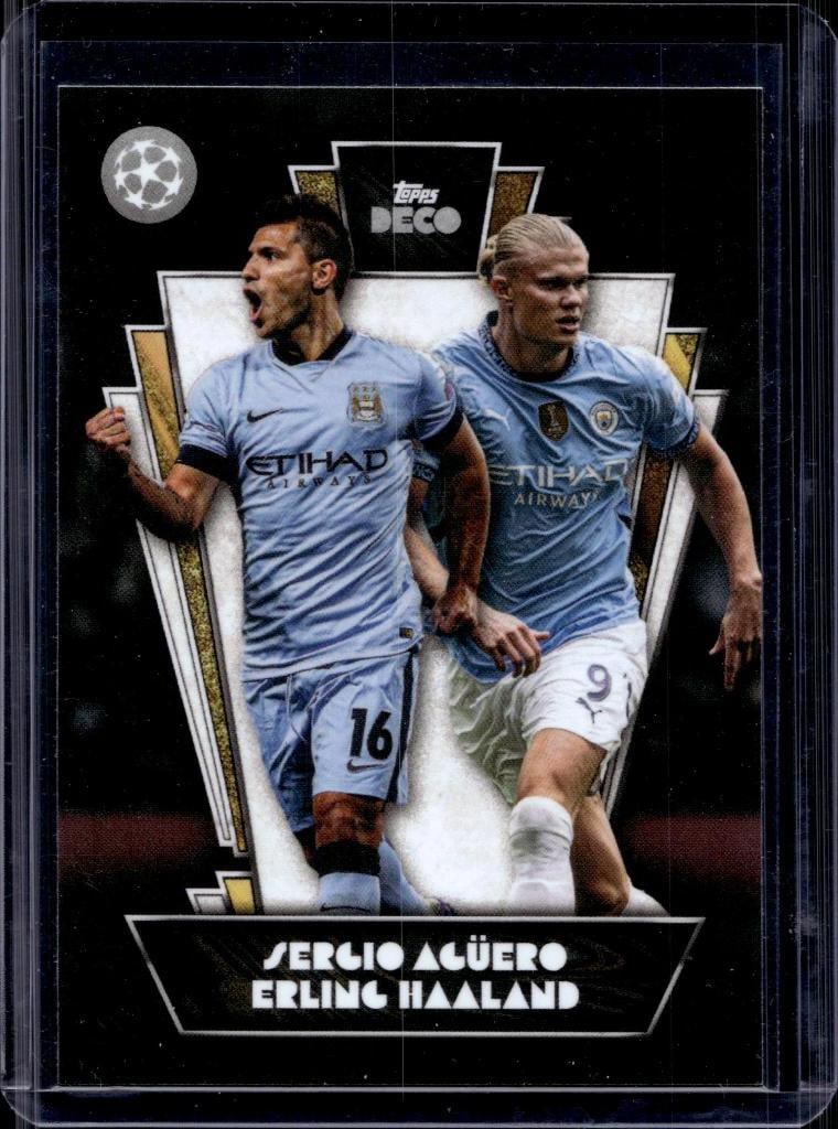 ERLING HAALAND SERGIO AGUERO 2024 TOPPS DECO THEN AND NOW: NEAR MINT OR BETTER CONDITION