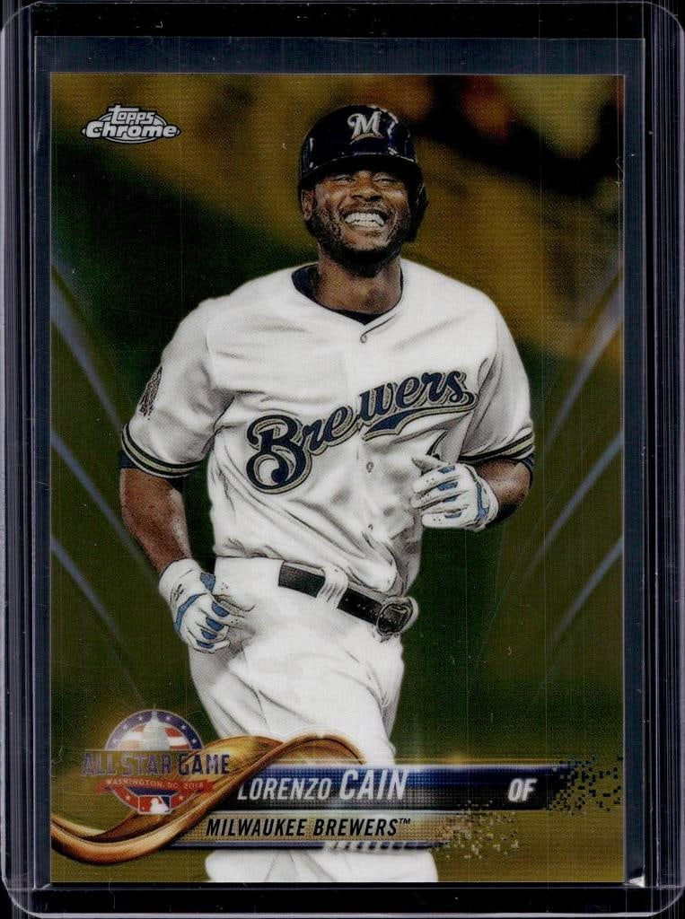 LORENZO CAIN 2018 TOPPS CHROME GOLD REFFRACTOR: 47/50. NEAR MINT OR BETTER CONDITION