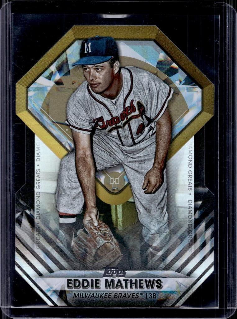 EDDIE MATHEWS 2022 TOPPS DIAMOND GOLD DIE CUT INSERT: 209/299. NEAR MINT OR BETTER CONDITION