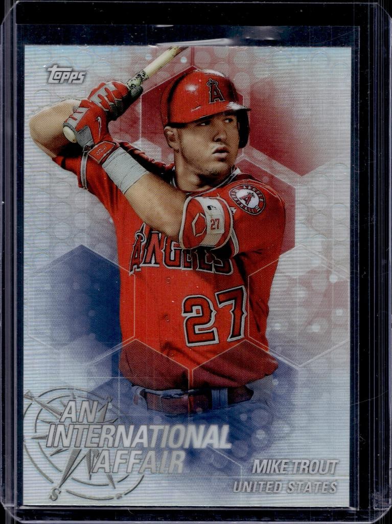 MIKE TROUT 2018 TOPPS CHROME INTERNATIONAL AFFAIR REFRACTOR INSERT: NEAR MINT OR BETTER CONDITION