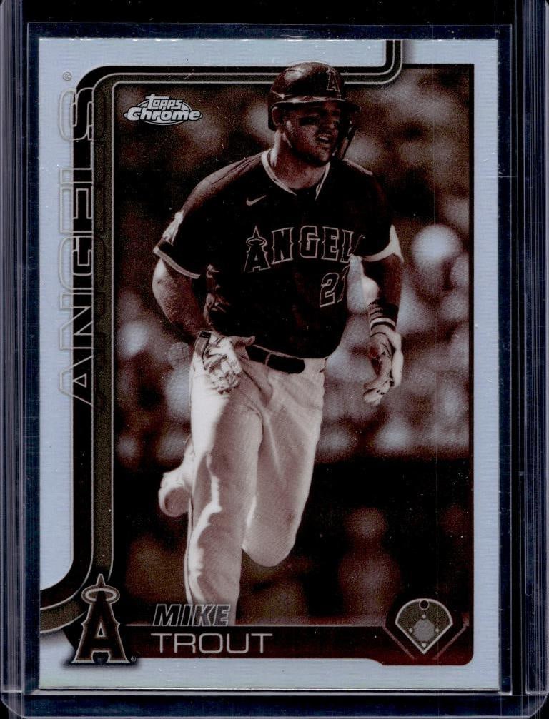 MIKE TROUT 2025 TOPPS SEPIA REFRACTOR: NEAR MINT OR BETTER CONDITION