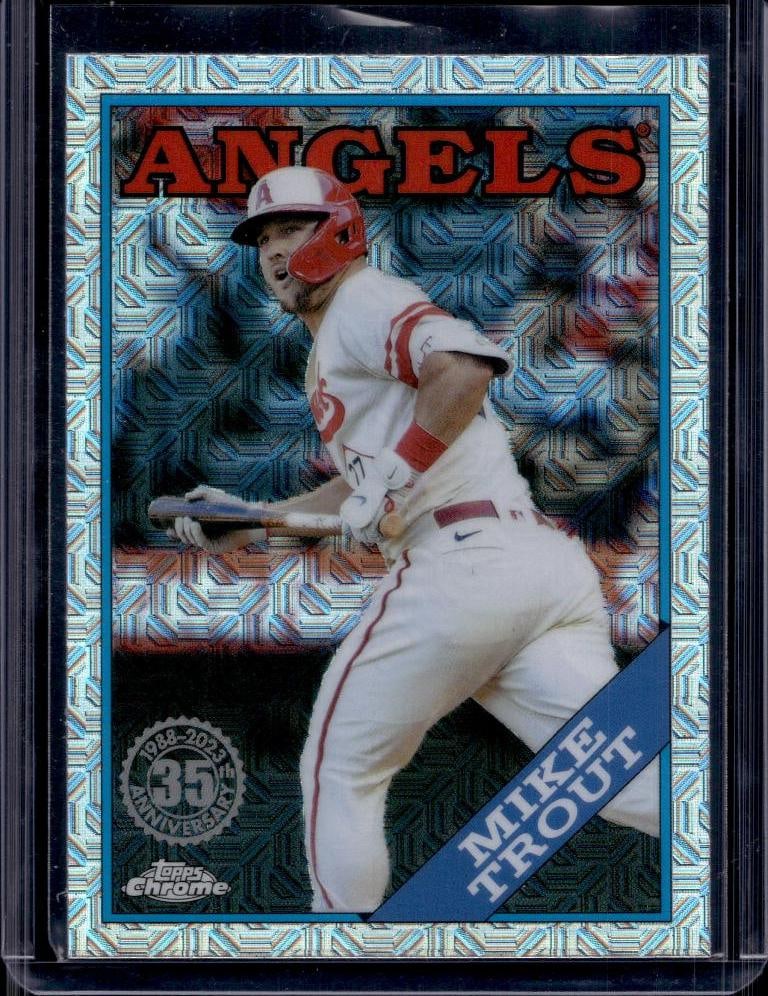 MIKE TROUT 2023 TOPPS CHROME 1989 RETRO SILVER REFRACTOR: NEAR MINT OR BETTER CONDITION