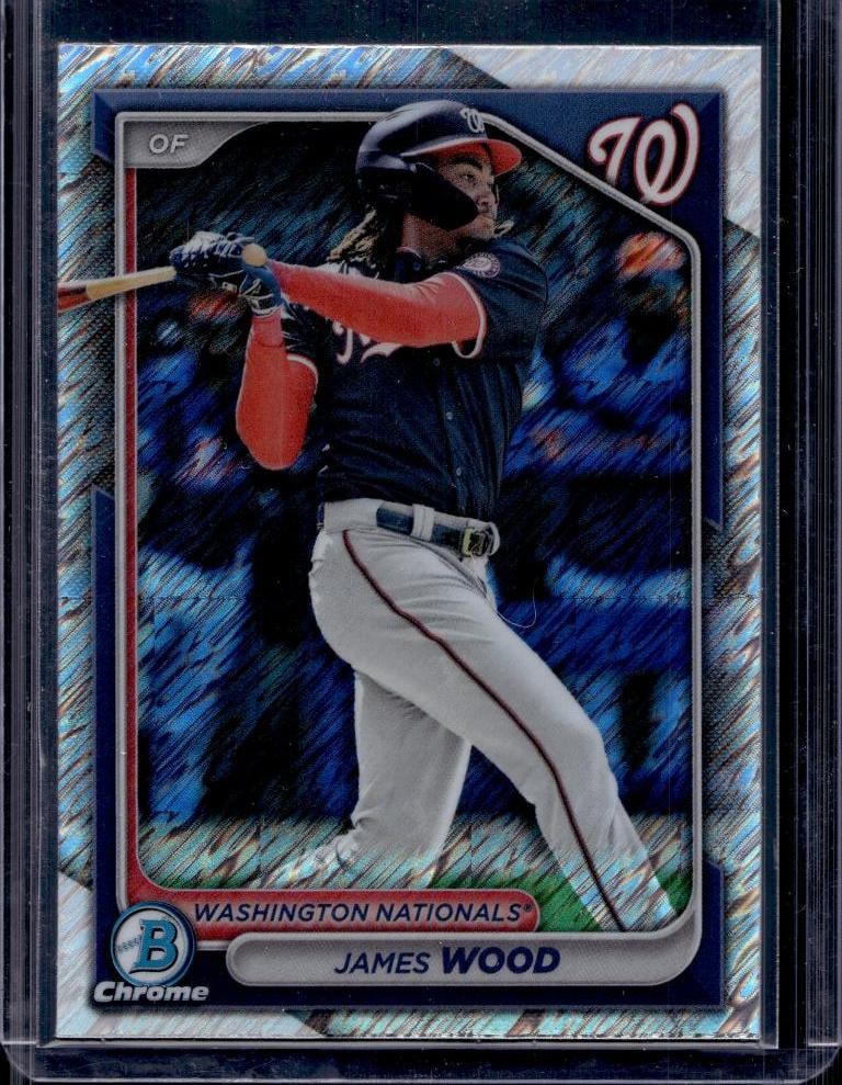 JAMES WOOD 2024 BOWMAN CHROME SHIMMER REFRACTOR PROSPECT ROOKIE CARD: NEAR MINT OR BETTER CONDITION
