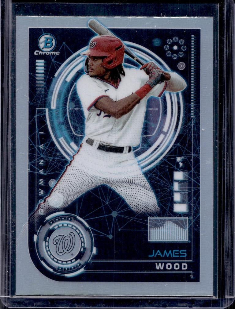 JAMES WOOD 2024 BOWMAN CHROME TOP 100 REFRACTOR ROOKIE CARD: NEAR MINT OR BETTER CONDITION