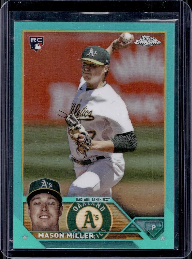 MASON MILLER 2023 TOPPS CHROME AQUA REFRACTOR ROOKIE CARD: 3/199. NEAR MINT OR BETTER CONDITION