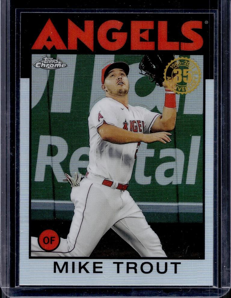 MIKE TROUT 2021 TOPPS CHROE 1986 RETRO REFRACTOR: NEAR MINT OR BETTER CONDITION