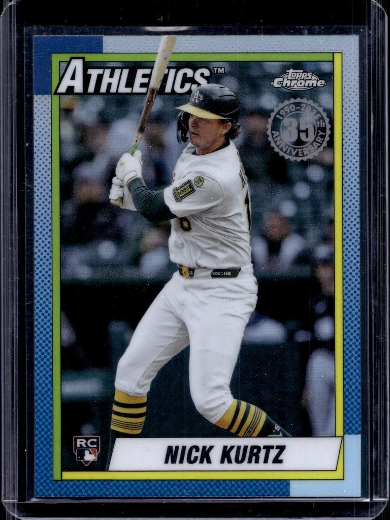 NICK KURTZ 2025 TOPPS CHROME 1990 RETRO REFRACTOR ROOKIE CARD: NEAR MINT OR BETTER CONDITION