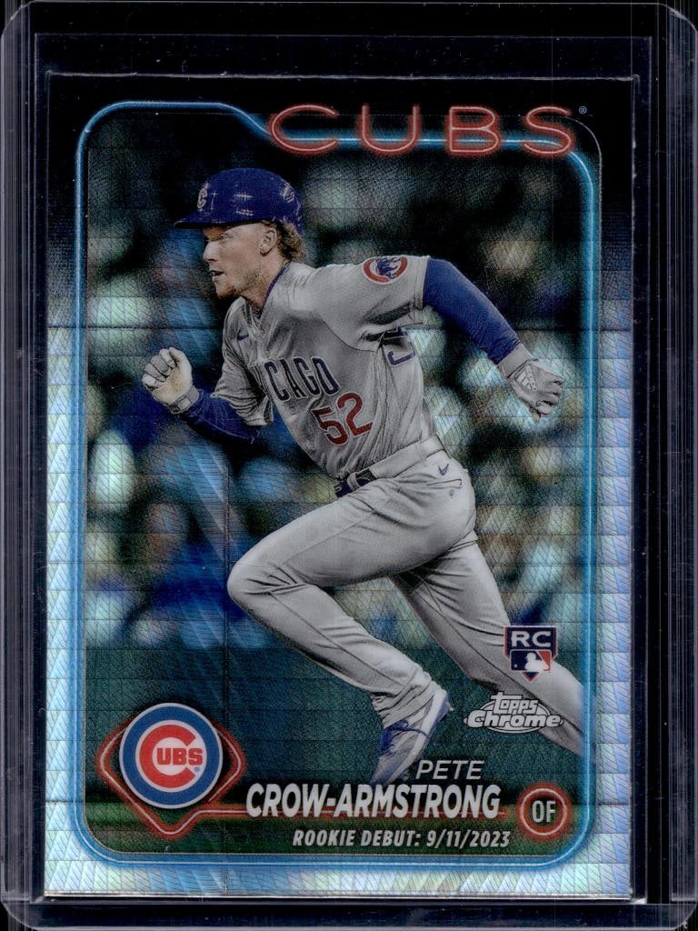 PETE CROW ARMSTRONG 2024 TOPPS CHROME PRISMATIC REFRACTOR ROOKIE CARD: NEAR MINT OR BETTER CONDITION