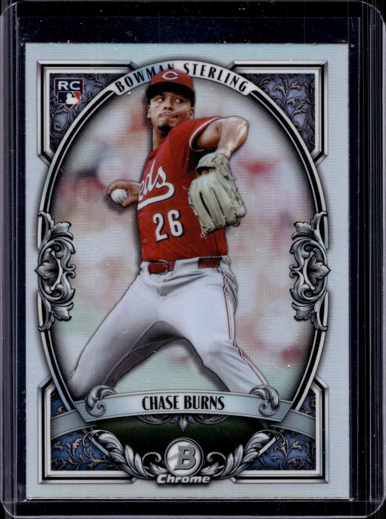 CHASE BURNS 2026 BOWMAN CHROME STERLING REFRACTOR ROOKIE CARD: NEAR MINT OR BETTER CONDITION