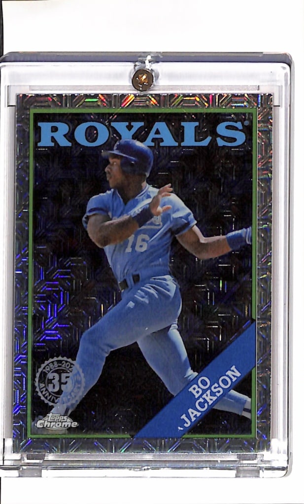 BO JACKSON 2023 TOPPS CHROME 1988 RETRO MEGA REFRACTOR: NEAR MINT OR BETTER CONDITION