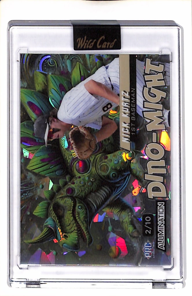 NICK KURTZ 2024 WILD CARD DINO-MIGHT CRACKED ICE ROOKIE CARD: 2/10. NEAR MINT OR BETTER CONDITION