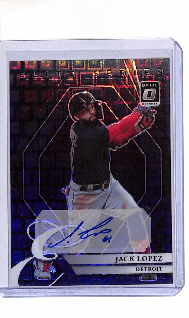 JACK LOPEZ 2022 PANINI OPTIC BLUE PANDORA PRIZM AUTOGRAPH CARD: 1/12. NEAR MINT OR BETTER CONDITION