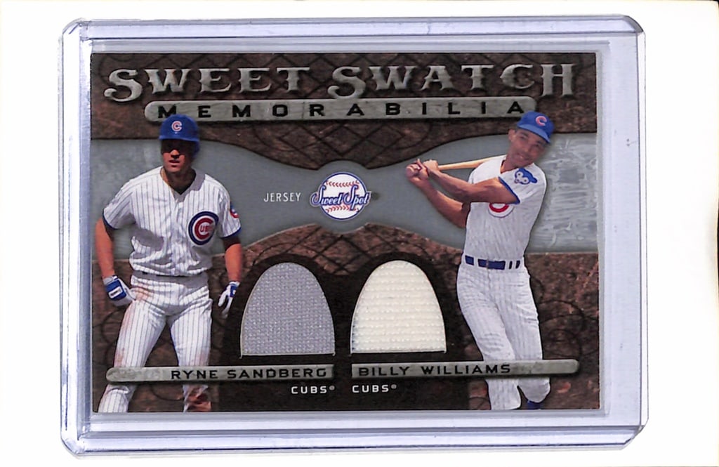 RYNE SANDBERG BILLY WILLIAMS 2009 UPPER DECK SWEET SPOT GAME USED JERSEY CARD: NEAR MINT OR BETTER CONDITION