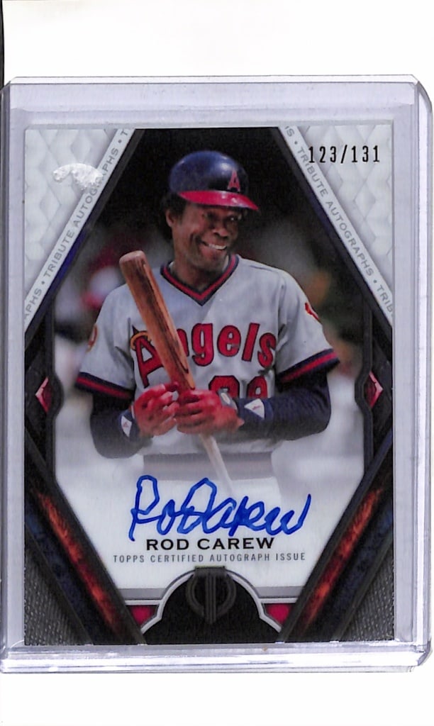 ROD CAREW 2021 TOPPS TRIBUTE AUTOGRAPH CARD: 123/131. NEAR MINT OR BETTER CONDITION