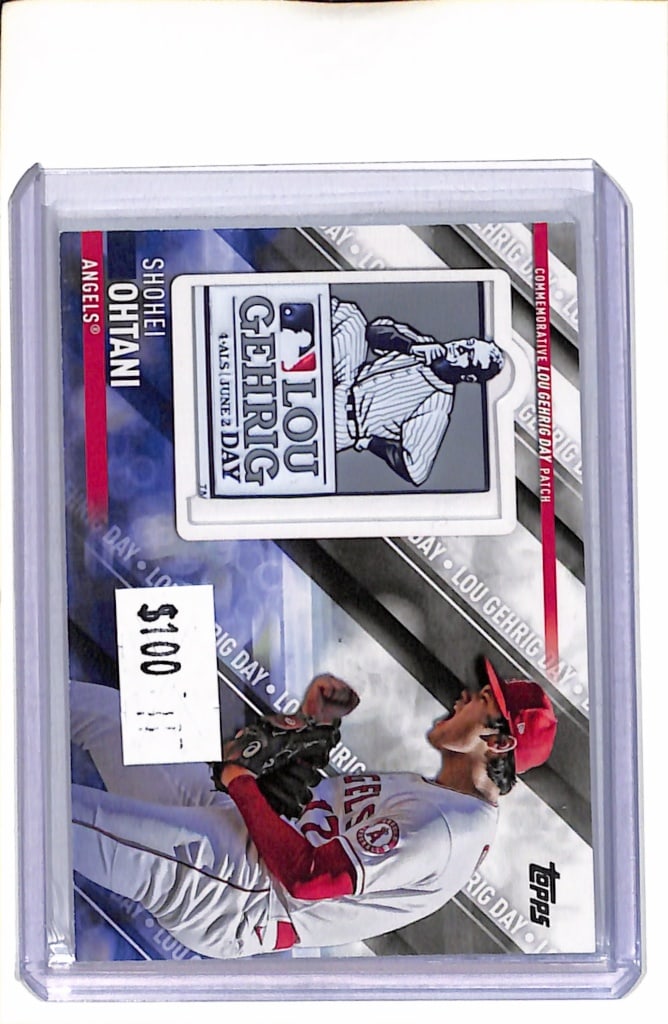 SHOHEI OHTANI 2022 TOPPS LOU GEHRIG DAY LOGO PATCH: NEAR MINT OR BETTER CONDITION