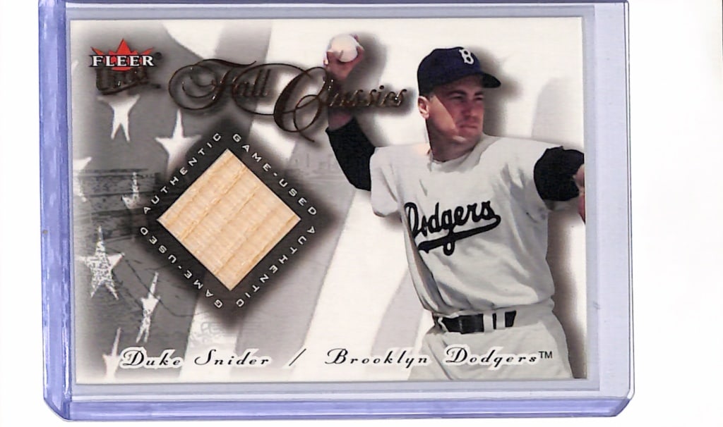 DUKE SNIDER 2001 FLEER FALL CLASSICS GAME USED BAT CARD: NEAR MINT OR BETTER CONDITION