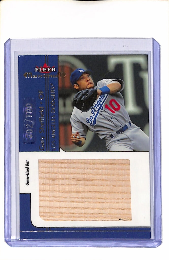 GARY SHEFFIELD 2002 FLEER MAXIMUM GAME USED BAT CARD: 2/100. NEAR MINT OR BETTER CONDITION