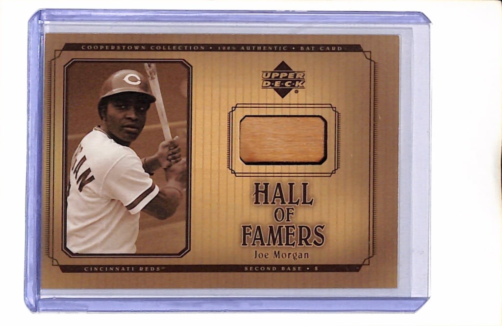 JOE MORGAN 2001 UPPER DECK HALL OF FAME GAME USED BAT CARD: NEAR MINT OR BETTER CONDITION